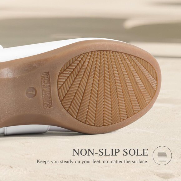 Dream Pairs Women's White Leather Ankle Strap and Arch Support Ballet Flats - Picture 4 of 8